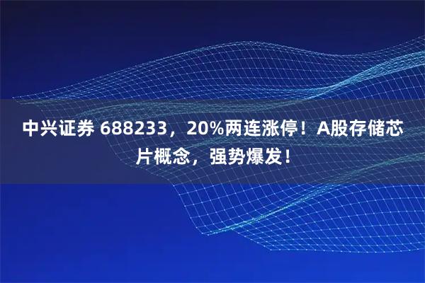 中兴证券 688233，20%两连涨停！A股存储芯片概念，强势爆发！
